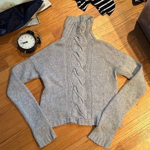 GAP Soft Grey Cable-Knit Cowl Sweater - Vintage 2000s